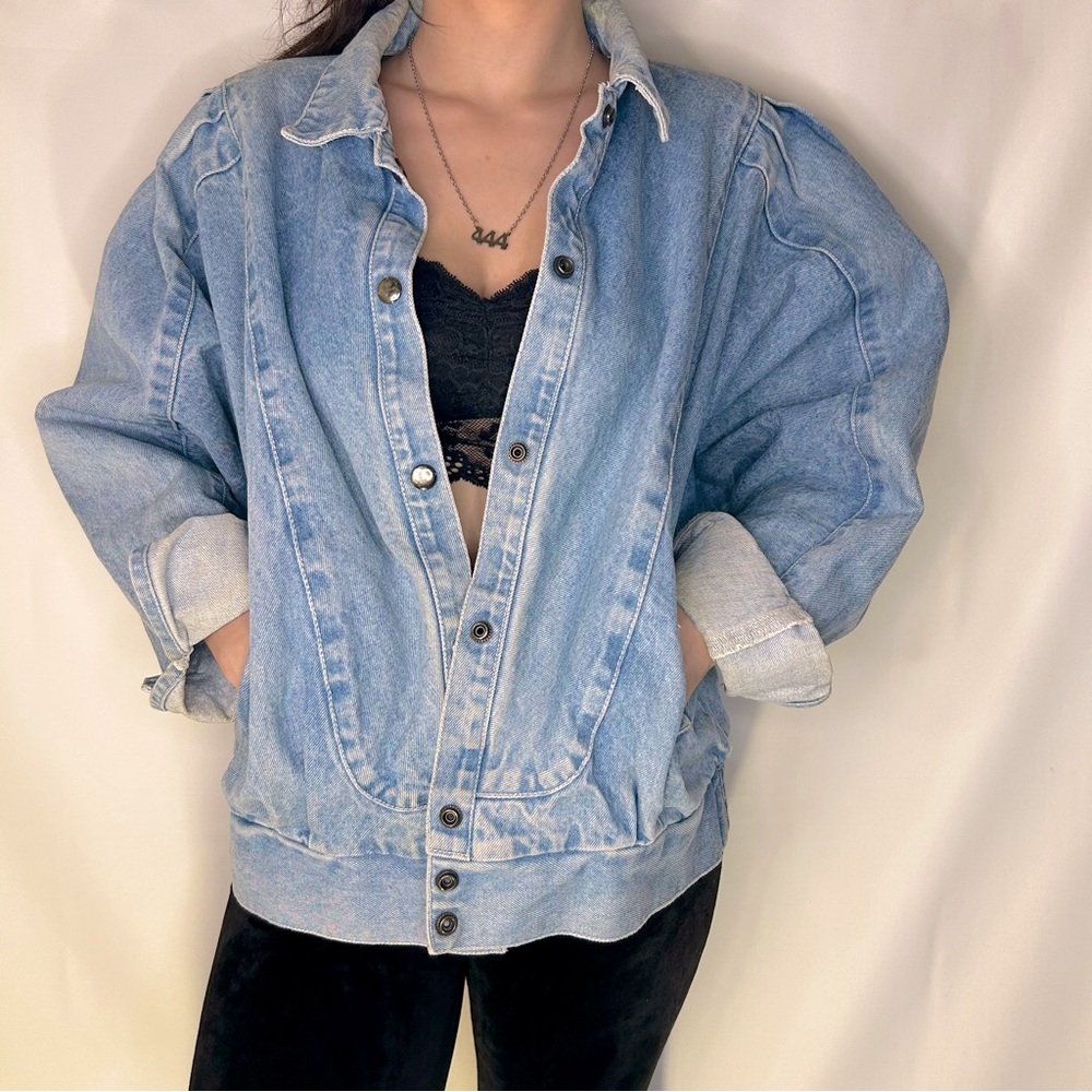 VINTAGE DENIM BOMBER/ VARSITY JACKET
